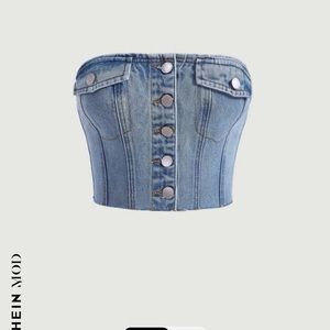 SHEIN mod flap detail button through denim tube top!